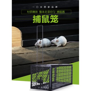 跑哪裡去~必抓老鼠籠子陷阱 多功能夾全自動鐵網(大號款) 誘餌捕鼠神器(雙彈簧)黑色 密網式