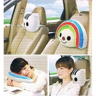 一對入~正品 OPEN將 條碼貓 絨毛頭枕組 車用頸枕