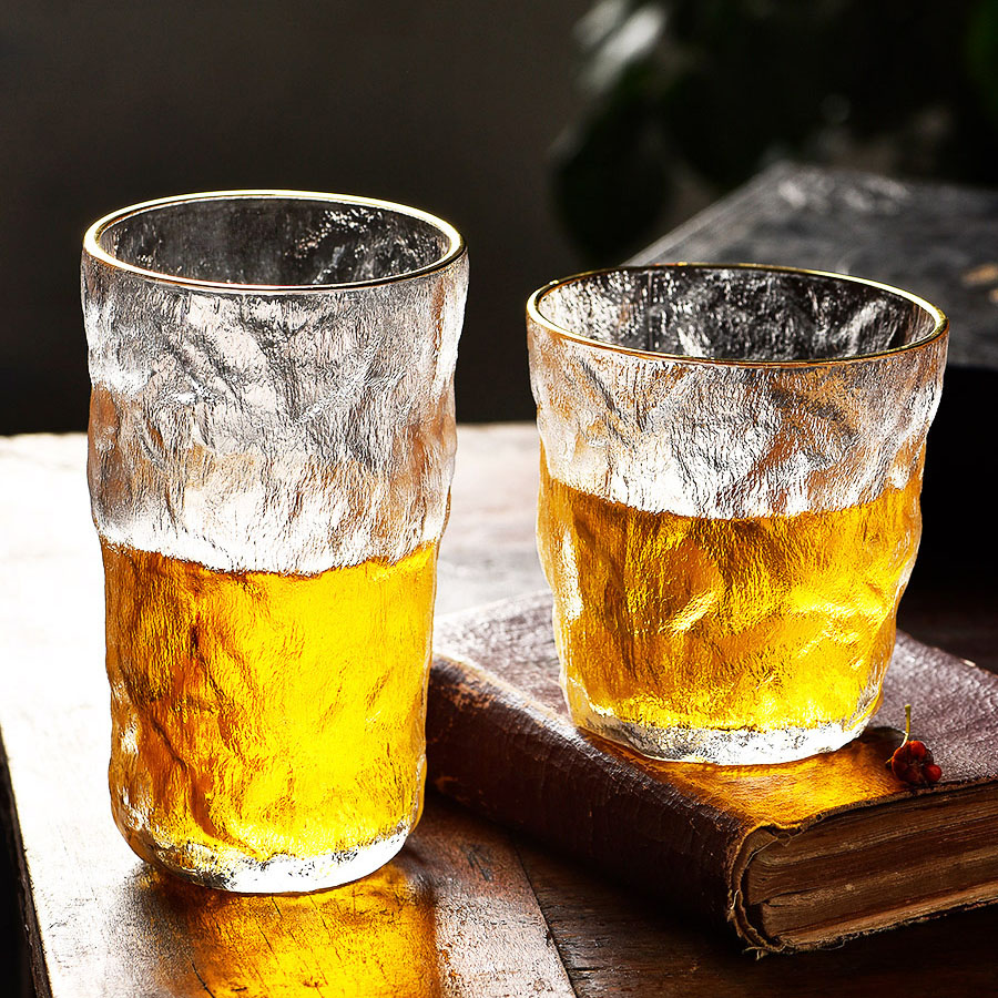 居家家 日式 冰川紋 玻璃杯 新款高顏值水杯 威士忌杯 水晶玻璃杯 果汁飲料咖啡杯酒杯  杯子 水杯【現貨】