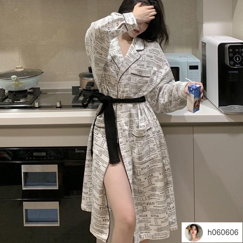 Hm 男生睡衣 情侶睡袍女春秋季長款浴袍男士酒店浴衣夏天款長袖薄款日式睡衣潮 蝦皮購物