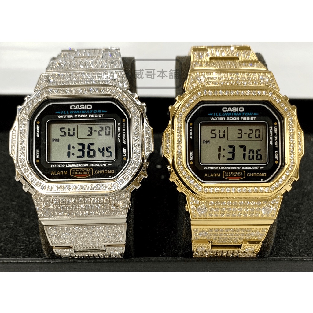 【威哥本舖】G-Shock 全新不鏽鋼改裝實品 DW-5600改裝 DW-5600E 已改含錶（鑲鑽款）