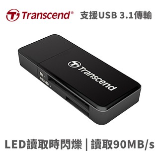 Transcend 創見 RDF5 USB3.0 記憶卡讀卡機 SD卡 Windows MAC 黑 綠風潮