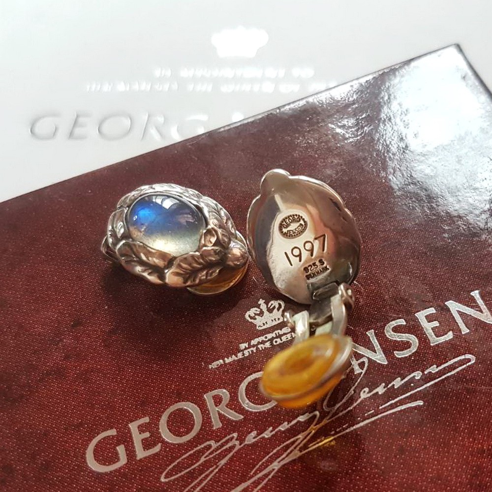 ㊣ 喬治傑生 Georg Jensen 1997 年度耳環 首版寶石 艷藍 拉長石 項鍊參考 ￥ 夢幻逸品 ￥