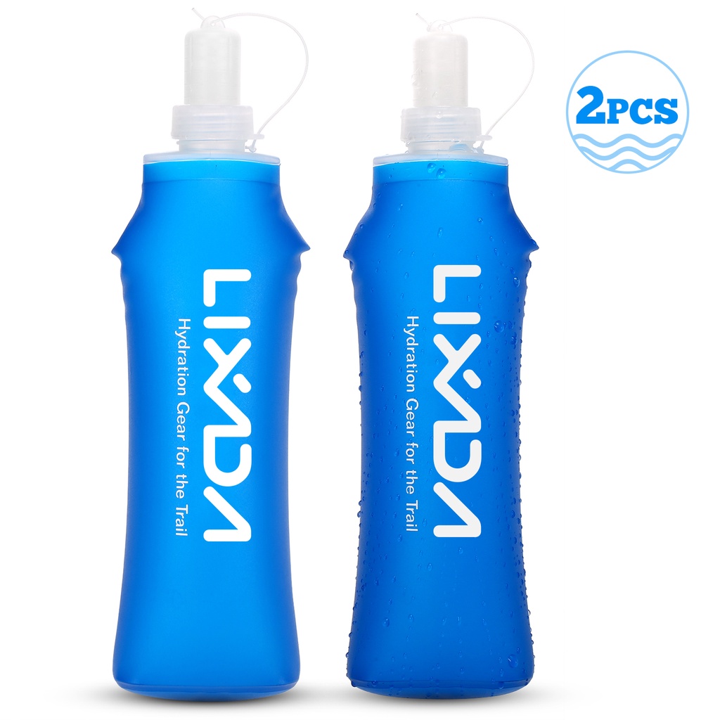 2 件裝 Lixada 500ML 戶外飲水瓶軟折疊燒瓶 BPA 免費用於跑步遠足騎行