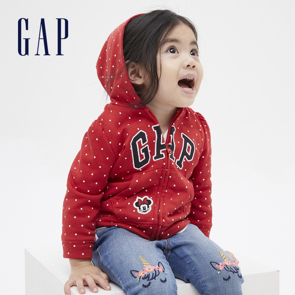 Gap 嬰兒裝 Gap x Disney迪士尼聯名 Logo波點連帽外套-紅色(616403)