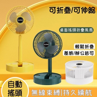 桌面搖頭折疊風扇 USB搖頭小風扇 可伸縮折疊風扇 可充電便攜靜音風扇 大風力 可伸縮 可折疊 可充電 靜音 可搖頭