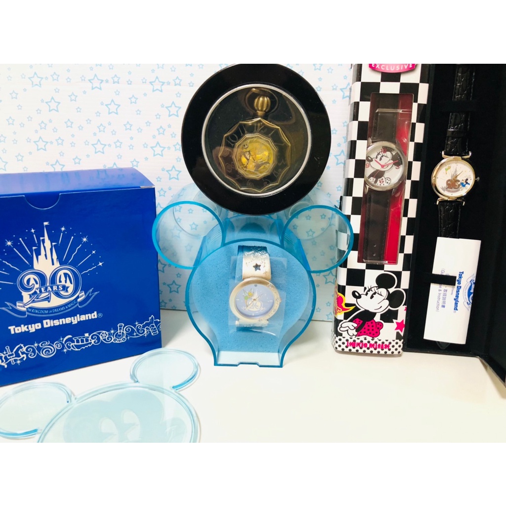 迪士尼 20周年 紀念 小仙子 手錶 米奇 城堡 奇妙仙子 米妮 骷髏傑克 造型懷錶 日本樂園 景品 商店 時鐘 錶