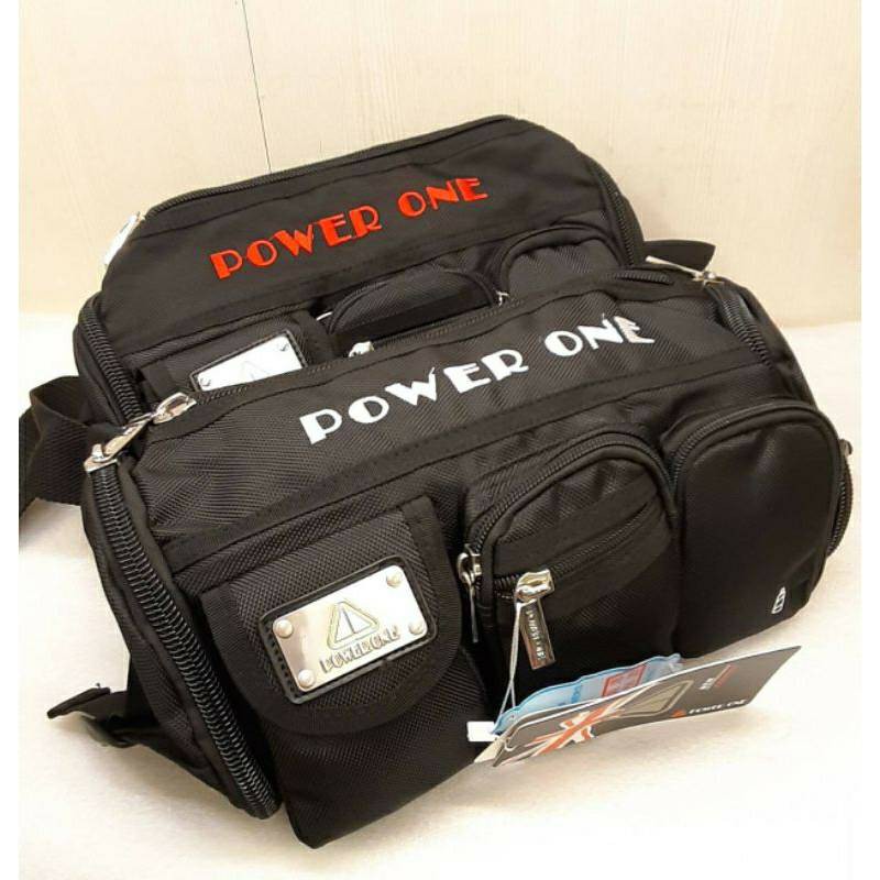 POWER ONE單車包/斜背包/腰包/側背包/生意包660白/紅字