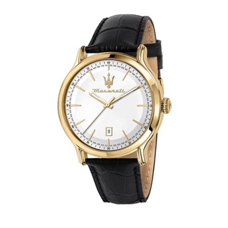 【MASERATI TIME】瑪莎拉蒂 Epoca系列 白色錶面皮革經典款男腕錶 R8851118015