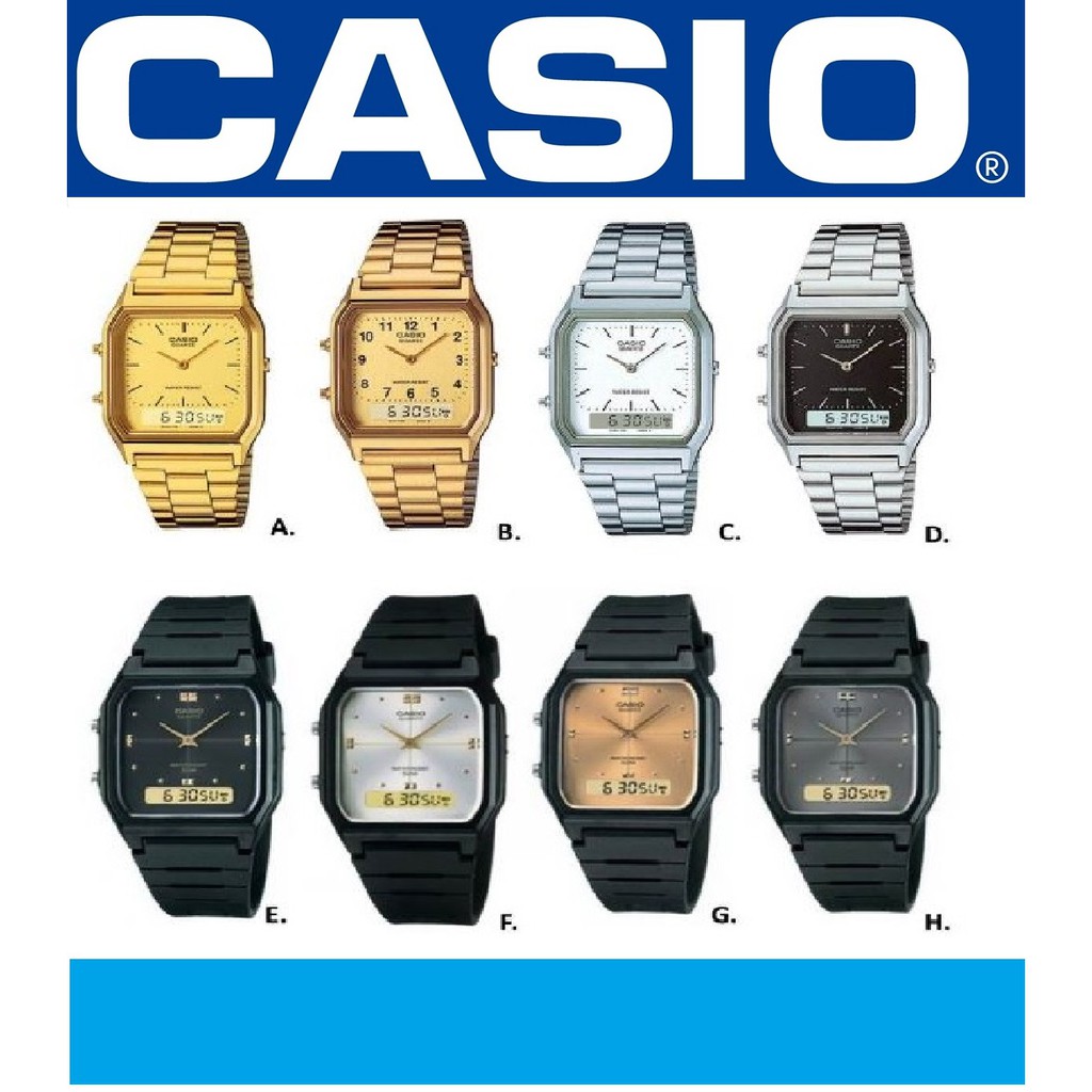 【天龜】CASIO復古型雙顯錶 復刻板長方型中性款男女可AQ-230A  GGG