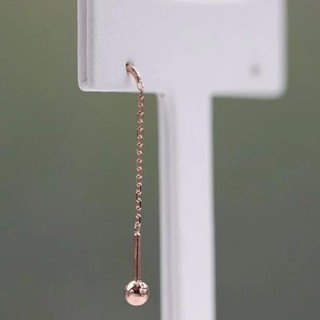 14K Tint CZ Long Piercing 簡約單鑽長鎖珠耳環(單個)