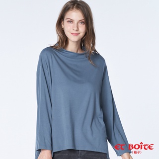BLUE WAY ET BOiTE 箱子-親膚柔軟微立領長TEE(藍)