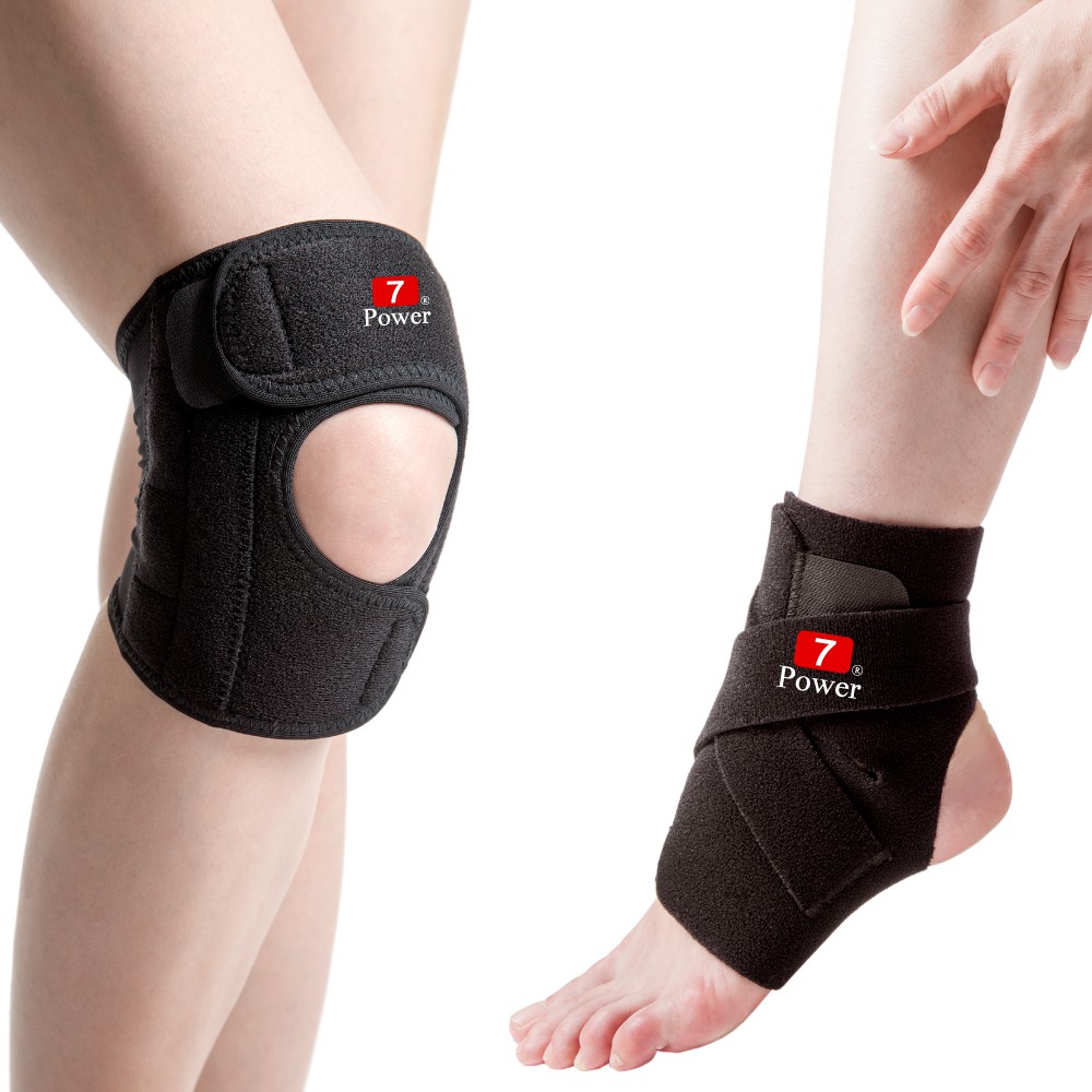 【7Power】醫療級專業護膝2入+護踝2入超值組 (磁石) (輕盈舒適)推薦組合!  MIT台灣製造