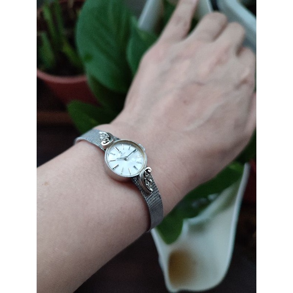 Omega銀白14K金古董款優雅機械錶