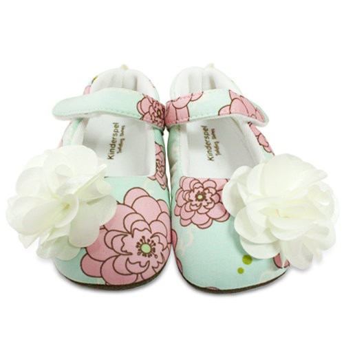 韓國【Kinderspel】寬頭柔軟學步鞋L(微甜馬卡龍．精緻花) 寶寶學步鞋 彈性透氣