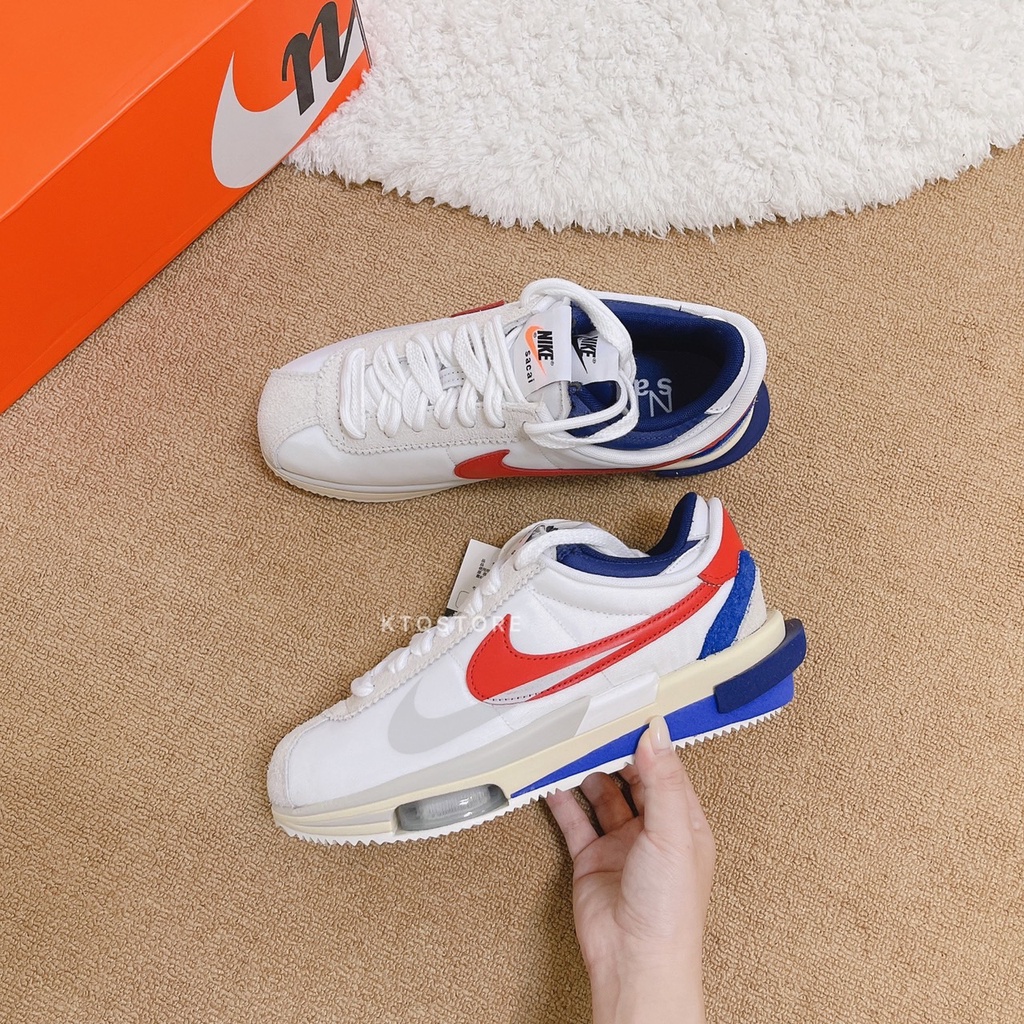 *KTQ* SACAI X NIKE ZOOM CORTEZ SP 阿甘 白紅藍 男女 DQ0581-100