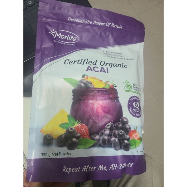 澳洲原裝巴西莓粉 巴西莓 巴西莓果 Morlife Certified Organic ACAI 750g 白雁