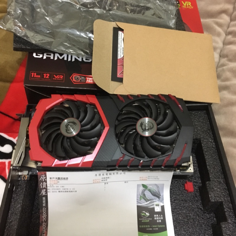 MSI GTX1080Ti GAMING X11G 盒子發票都在外觀很新