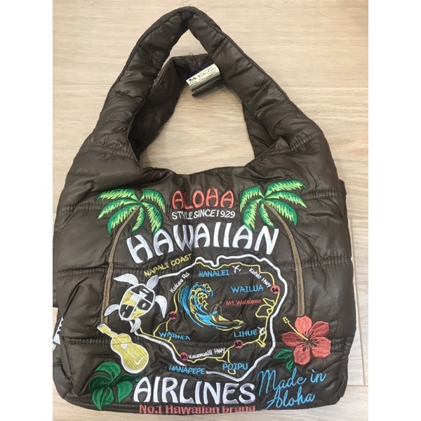 現貨Hawaii空氣包Tote Bag海龜 椰子樹手提包 肩背包 夏威夷 衝浪Aloha烏克麗麗 刺繡 輕量包 手提袋