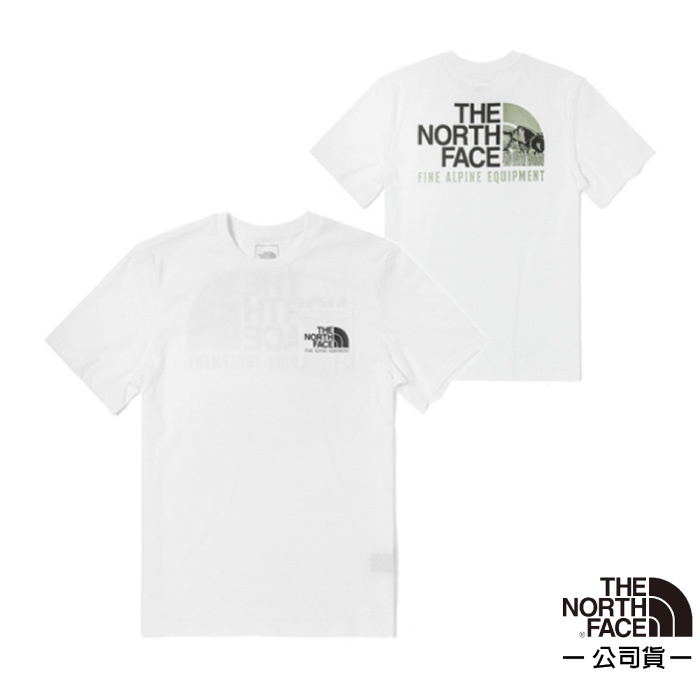 【美國 The North Face】男款雪山攀登 柔軟透氣仿棉短袖圓領T恤/特價85折/白色_4U9L