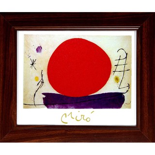 開運陶源【紅蛋太陽】Miro米羅 抽象畫 世界名畫 掛畫 複製畫 壁飾 38x32cm
