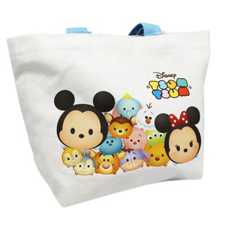 卡漫城 - Tsum 帆布 手提袋 藍提把 ㊣版 萬用袋 餐袋 便當袋 手提包 米奇 米妮 雪寶 史迪奇 三眼怪