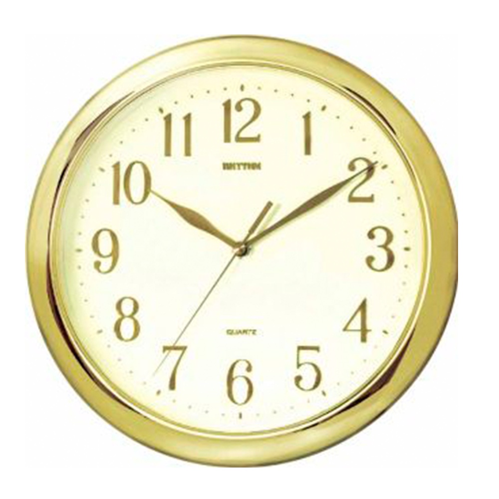 【高雄時光鐘錶公司】RHYTHM 日本 麗聲 4KG634WS69 金色低調奢華 立體阿拉伯數字 掛鐘 28CM 鐘