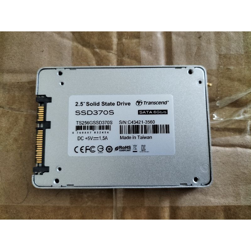 中古良品 9.9成新 創見 370S SSD370S 256GB 256G 2.5吋SATA固態硬碟SSD (MLC)