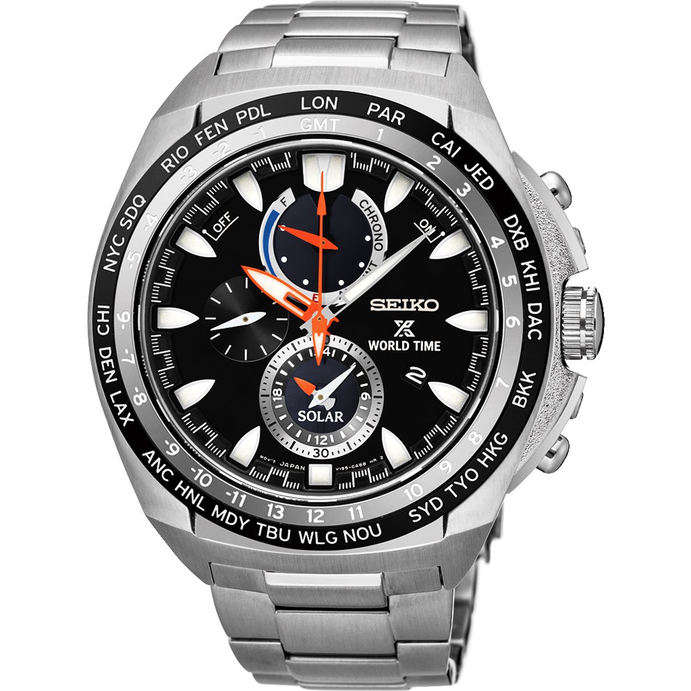 SEIKO 精工 Prospex 海世界太陽能GMT計時腕錶-黑(V195-0AB0D/SSC487P1)44mm