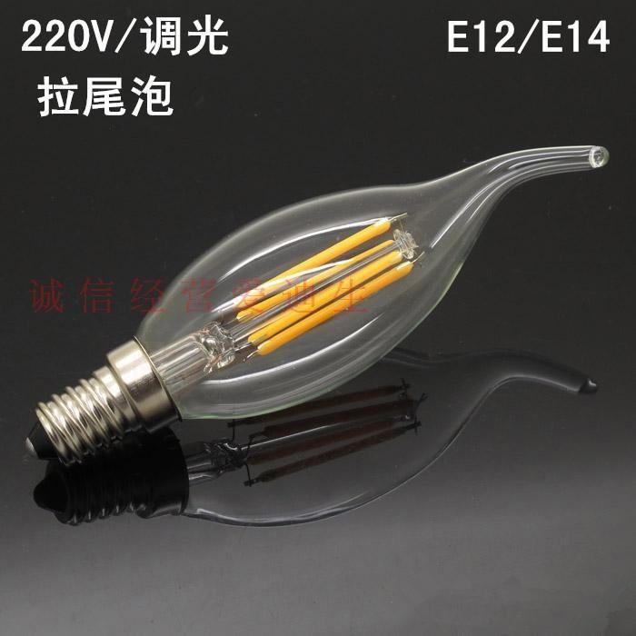 5Cgo LED愛迪生復古電燈泡仿鎢絲E12 E14 2W 4W 6V 220V 可調光燈絲燈蠟燭拉 含稅