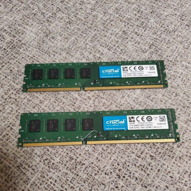 美光 DDR3L 1600 4G 桌上型記憶體 （不分售）