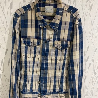 GAS Jeans 牛仔品牌藍白格短版丹寧外套（M號）