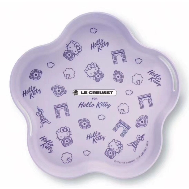 [紫色]7-117-11LE CREUSET FOR Hello Kitty超玩美時尚 限量竹纖維花形大托盤 紫色