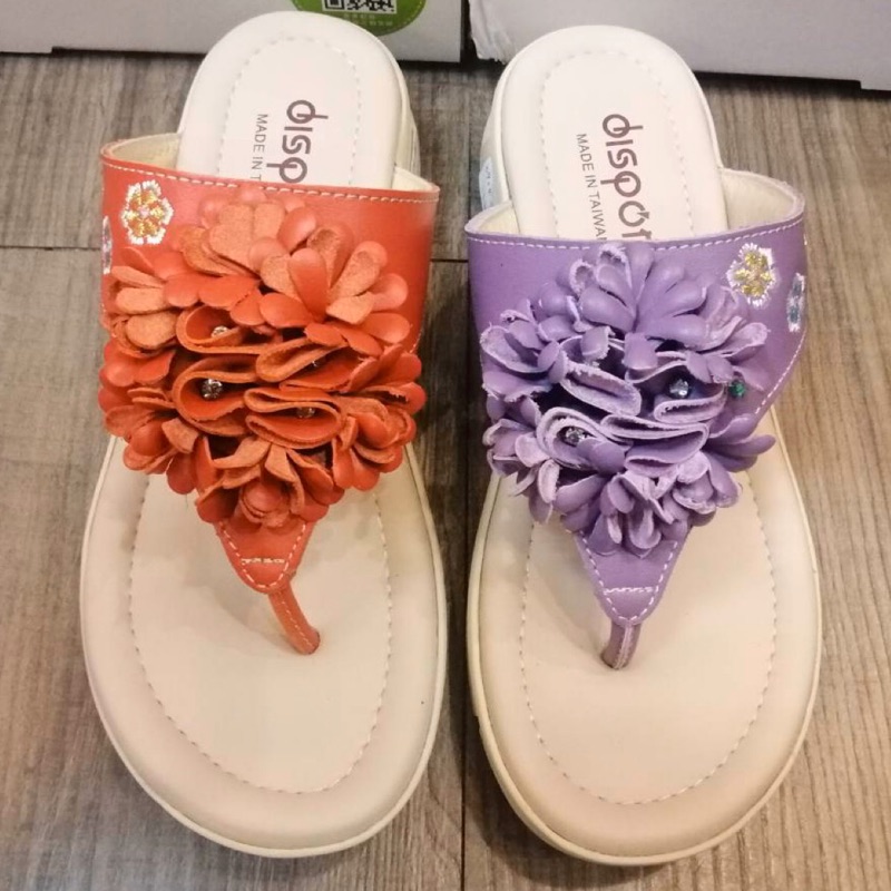 《免運》Dispon地之柏 紫色/橘色 台灣製 繡花健美鞋 夾腳拖鞋 超商取貨免運