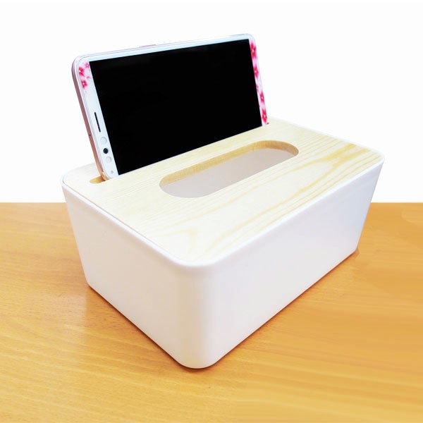 木蓋手機架面紙盒 中號 手機架面紙盒 木蓋衛生紙盒 日式衛生紙收納盒 贈品禮品 A3930
