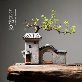 As Asparagus 多肉花盆陶瓷禪屋家居裝飾擺件客廳創意微景觀植物盆栽文竹多肉花盆陶瓷禪意房屋家居擺件創意微觀植物