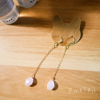 ✿粉紅尾巴PinkTail ✿ 《簡單的美好》韓國 韓系 垂墜 粉 多邊形 金 抗敏 鋼針 耳針 耳環
