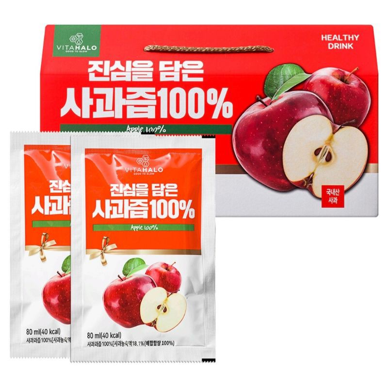 韓國VITAHALO 嚴選國產100%蘋果汁 80ml*30包
