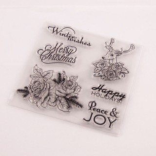 joy 0775 聖誕系列 雪人 透明印章 印章創作 水晶印章 英文印章 雪花 麋鹿 joy 瘋文具