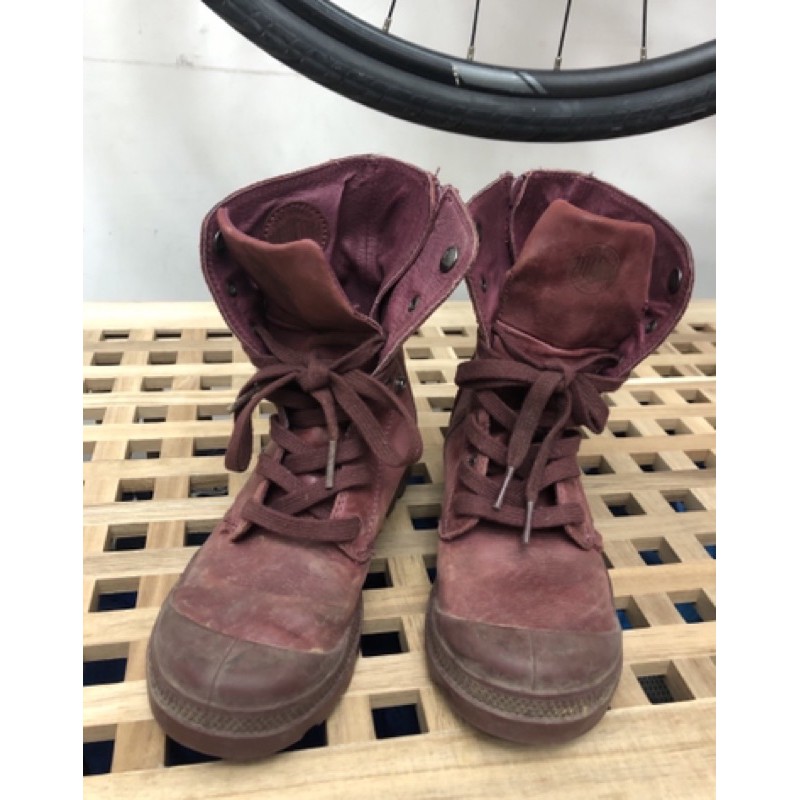 ［二手正品］PALLADIUM 童款 暗紅色兩穿靴 #UK1.5/USA2/EUR33.5/20.5cm