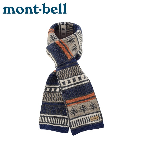 Mont-Bell 日本 knit highland 圍巾《藍》/1108896/針織羊毛圍巾/粗紗編織巾/悠遊山水