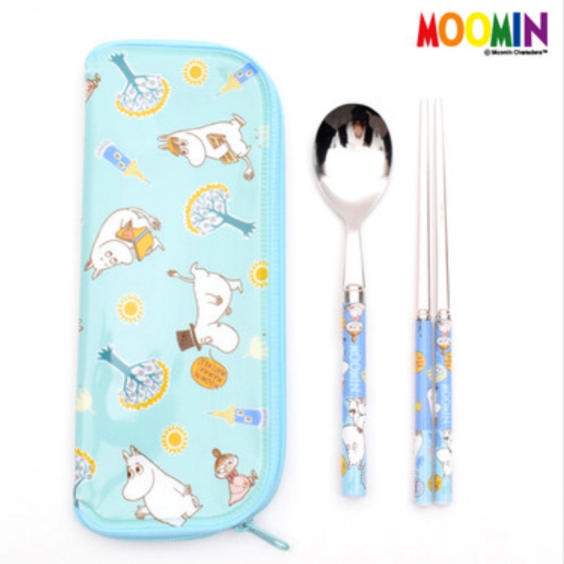 韓國帶回LILFANT嚕嚕咪MOOMIN筷子湯匙組 餐具袋餐具組