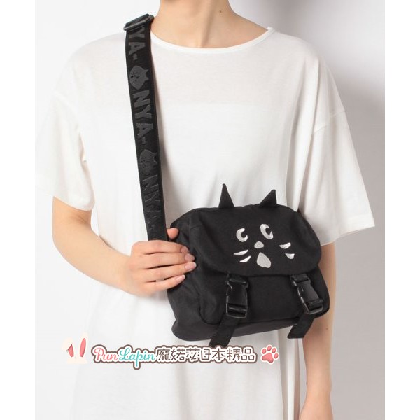 (現貨在台)日本正品 Ne-net 可愛貓咪 造型包 帆布包 斜背包 Nya 單肩包 側背包 肩背包 隨身包 黑色