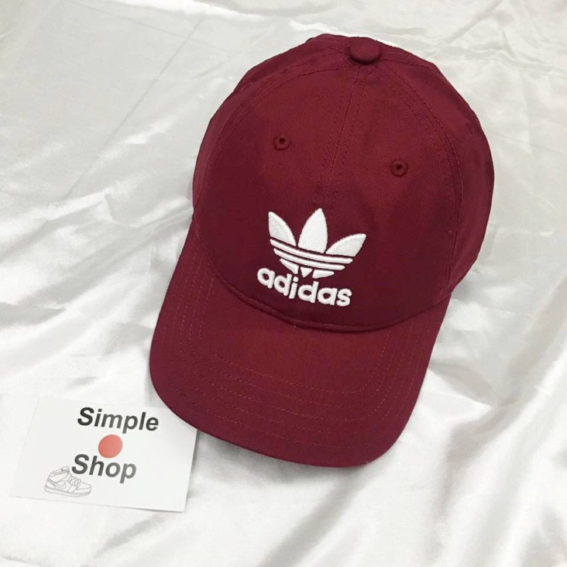 【Simple 】現貨Adidas Originals Trefoil Cap 三葉草 酒紅 刺繡 老帽 CD8804