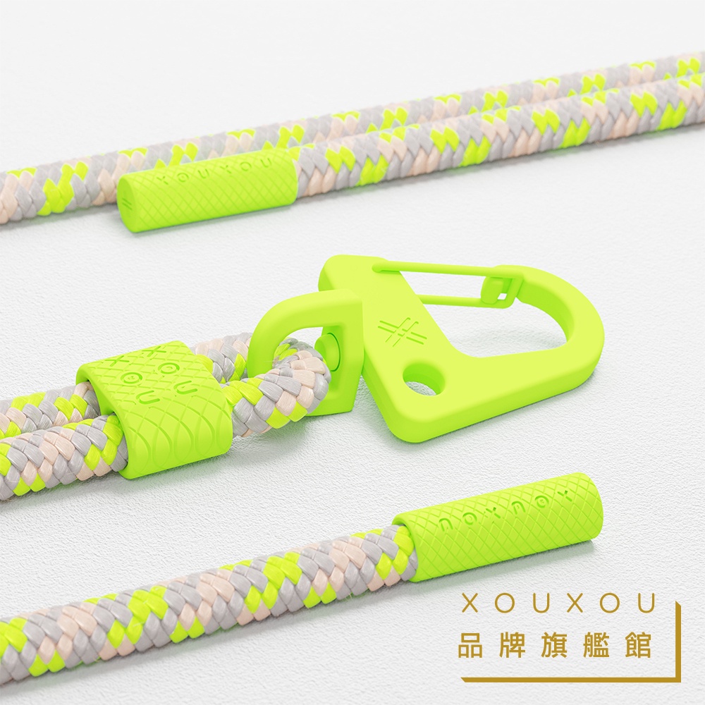 XOUXOU / 6mm登山扣掛繩-霓黃格紋NEON C. 可支援相機 掛繩手機殼 手機夾片