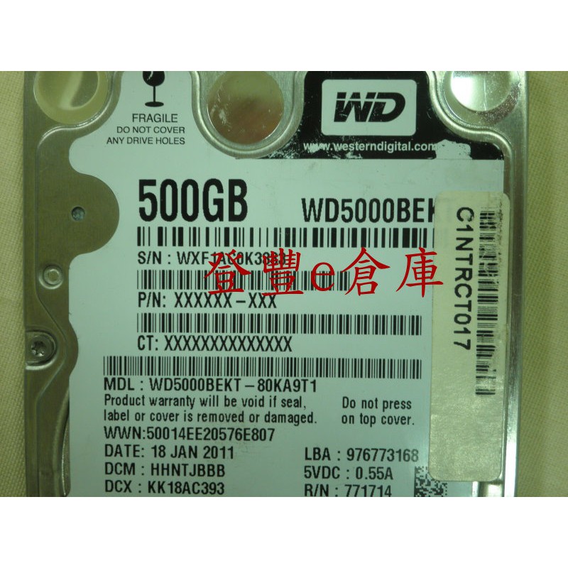 【登豐e倉庫】 YF83 黑標 WD5000BEKT-80KA9T1 500G SATA2 筆電硬碟