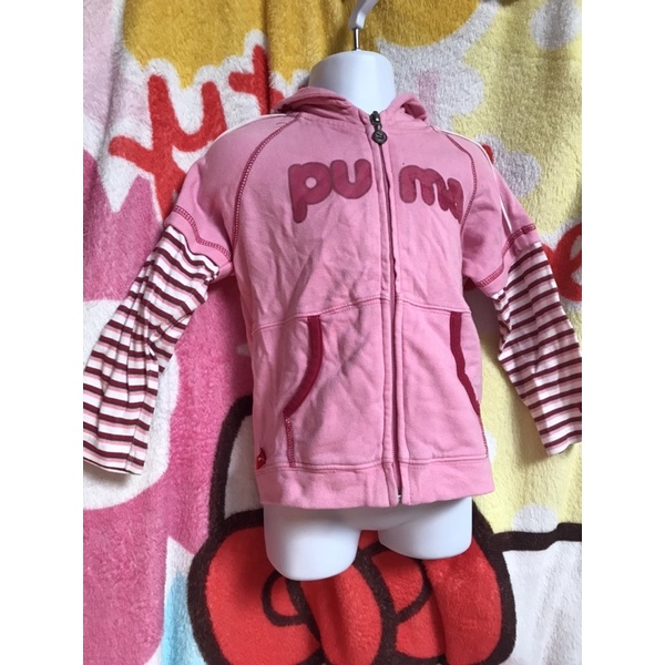 puma 女童外套 約80可穿 粉紅連帽外套