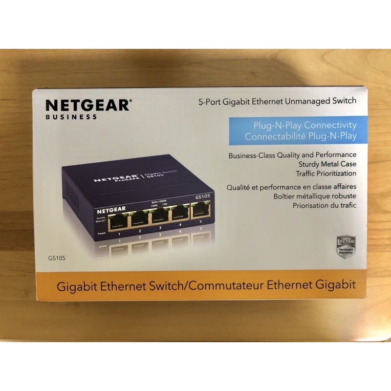 【全新僅拆封 / 含運】NETGEAR GS105 5埠Gigabit高速交換式集線器