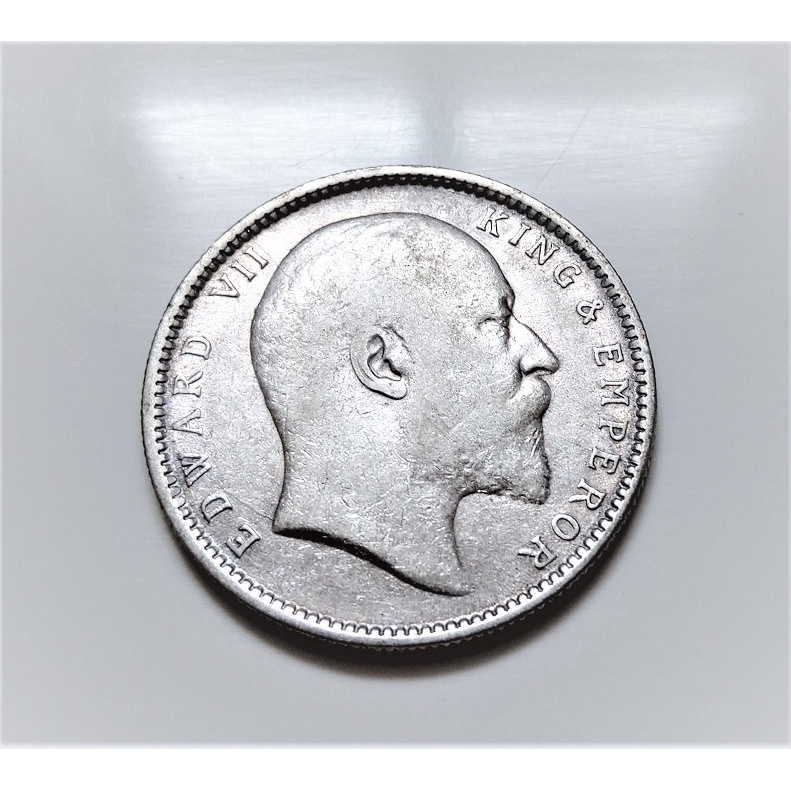 稀有 1905 年 英屬 印度 海峽殖民地 愛德華七世 1 盧比 Rupee 原光 美品 大型 古 銀幣 錢幣