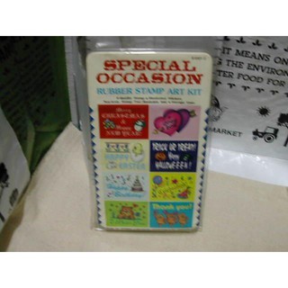 【雜貨小社】早期 懷舊~ 文具 用品~卡片 製作~DIY【Q版 卡通 造型 特別 節日 印章組 缺藍印臺 】a34